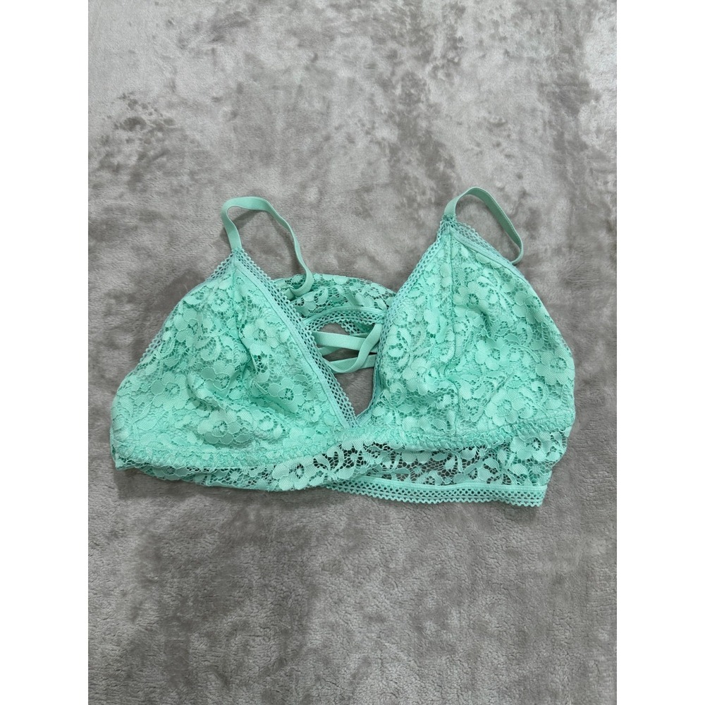 Xhilaration Floral Lace Longline Bralette Mint Strappy Cross Back Size XL NWOT - Picture 1 of 5